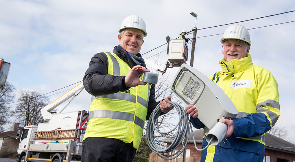 Employees show new public LED lighting